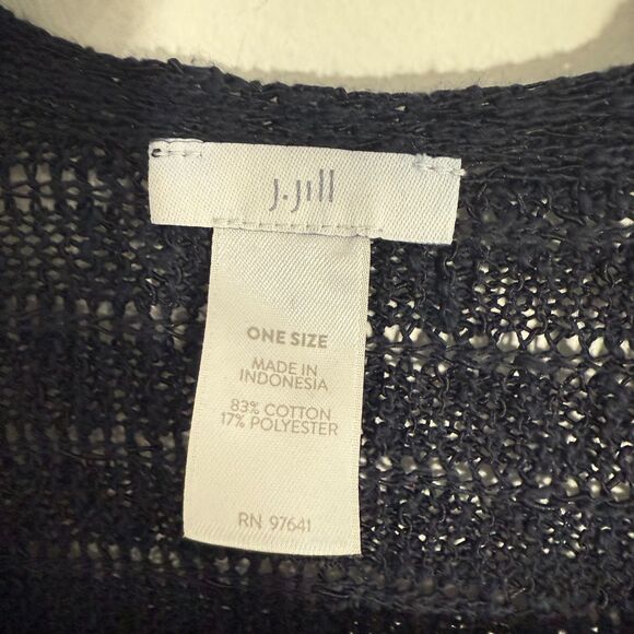 J JILL Open Knit Stole/Wrap - Navy One Size - Picture 4 of 5